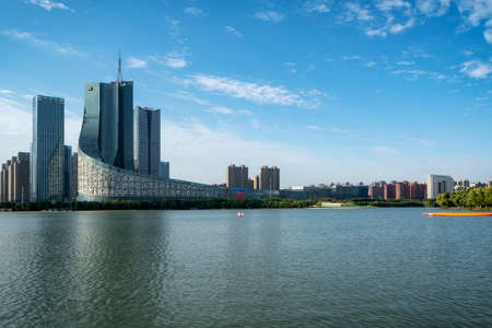 Modern architectural landscape of Hefei Financial Centerの写真素材