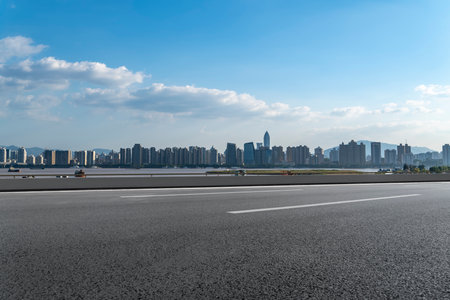 The road ahead and the urban architectural landscapeの写真素材