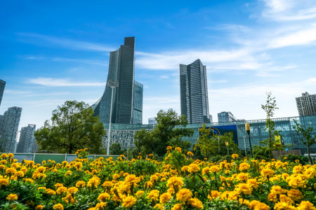 Modern architectural landscape of Hefei Financial Centerの写真素材