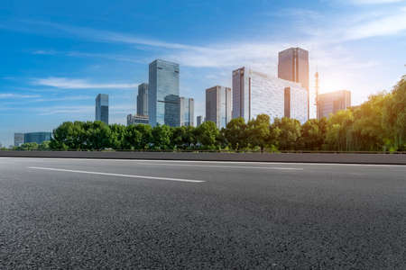 Road surface and cityscape street scene