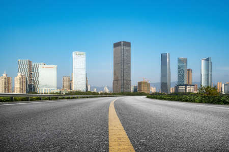 City road ground and cityscapeの写真素材