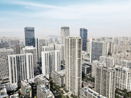 aerial photography of suzhou city in chinaの写真素材