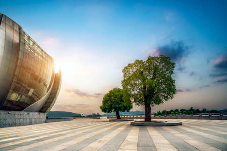 Xuzhou Yunlong Lake Concert Hall Building Street Viewのeditorial素材