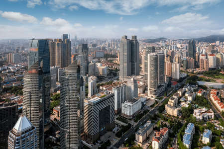 Qingdao coastline architectural landscape aerial photographyの写真素材
