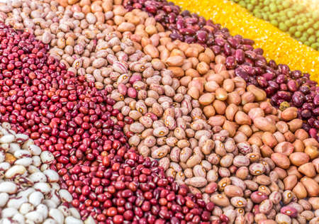 Color picture of whole grains in supermarketの写真素材