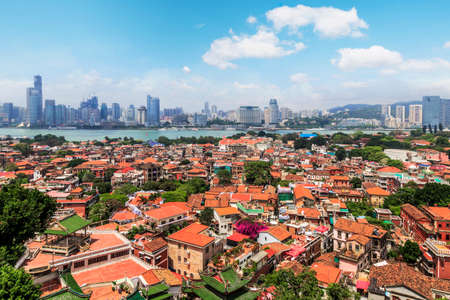 Xiamen city coastline island scenery panoramaの写真素材
