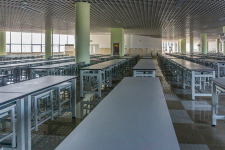 Interior view of school indoor Chinese restaurantのeditorial素材