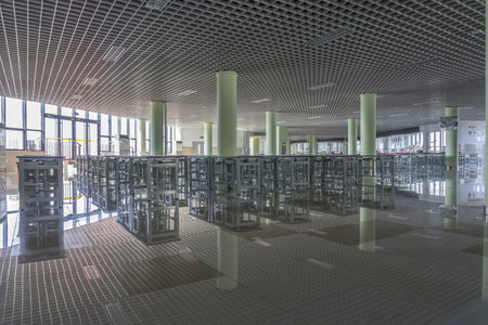 Interior view of school indoor Chinese restaurantのeditorial素材