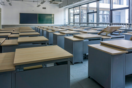 school classroom high school classroom interior sceneのeditorial素材