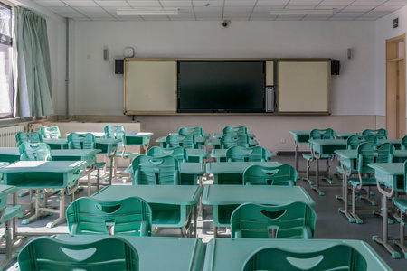 school classroom high school classroom interior sceneのeditorial素材