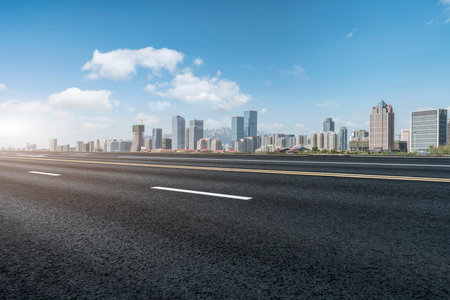 Road ground and urban building landscapeのeditorial素材