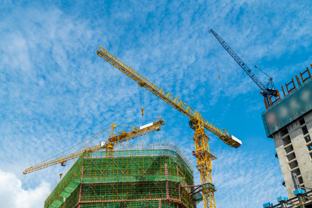 Urban high-rise building site constructionのeditorial素材