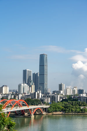 Liuzhou city architecture skyline aerial photographyのeditorial素材