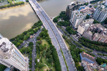 Guangzhou city architectural landscape aerial photographyのeditorial素材