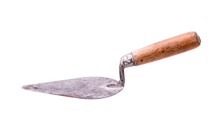 Old trowel for construction with rusty isolated on white background.
