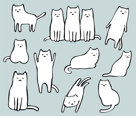 Set of cute cat cartoon illustrationのイラスト素材