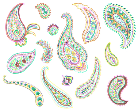 Watercolor drawing: Paisley Styleの写真素材