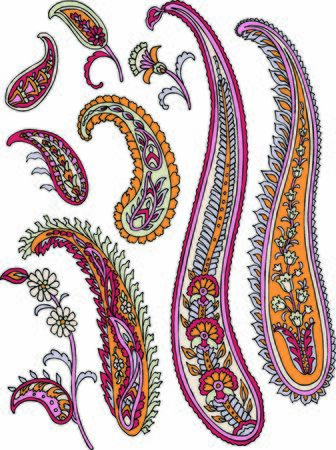 Set of Vector Paisley Materials on white backgroundのイラスト素材