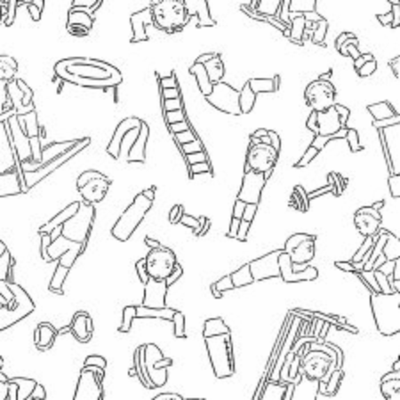 Cute work out Pattern, Illustration vectorのイラスト素材