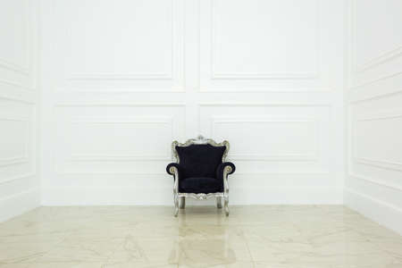 Luxury white light bedroom interior design. Dark red large bedの写真素材