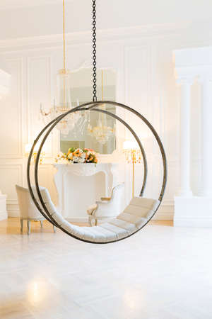 modern light clean rich baroque style interior with swingの写真素材