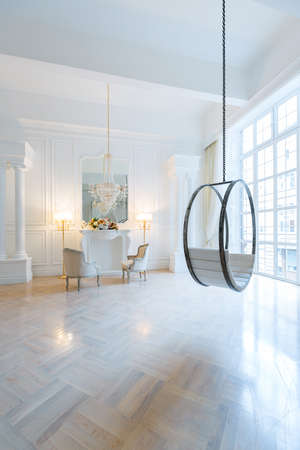 modern light clean rich baroque style interior with swingの写真素材