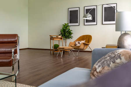 Modern trendy creative design of a personal studio office with a seating area in the style of...