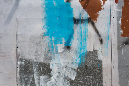 Fragment of colored graffiti painted on a concrete wall. Texture. Abstract background for design.の写真素材