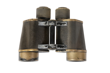 Old military binoculars on a white backgroundの写真素材