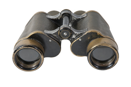Old military binoculars on a white backgroundの写真素材