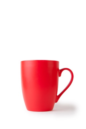red cup coffee isolated on white backgroundの写真素材