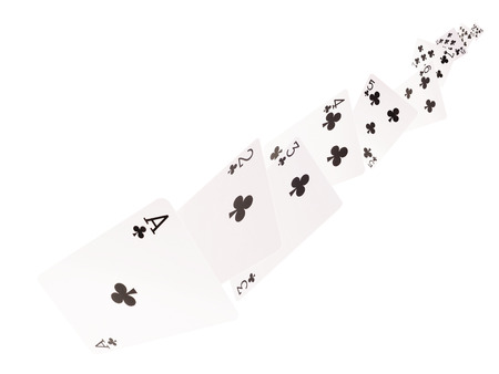 The combination of playing cards. clubs  .  .on a white background.の写真素材