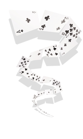 Game cards flying . Isolate on white background.