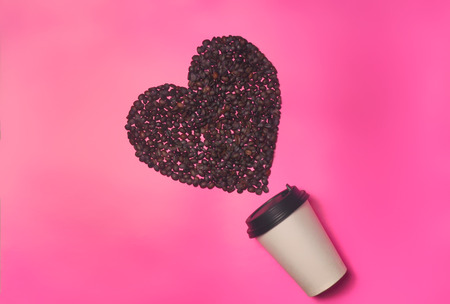 Paper coffee container on color background. Template of drink cup for your design. Can put text, image, and logo.の写真素材