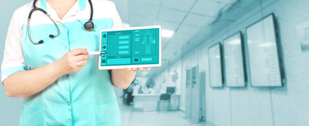 Doctor using a digital tablet . Healthcare And Medicine concept.の写真素材