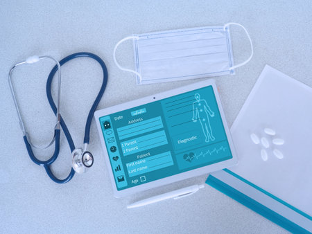 Concept online medical support during COVID - 19. Digital Medical Analysis and Health Care.の写真素材