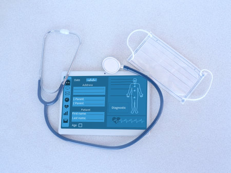 Concept online medical support during COVID - 19. Digital Medical Analysis and Health Care.の写真素材