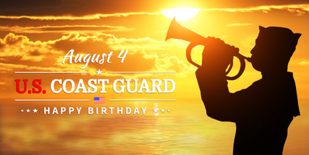 Coast Guard Day in United States. Federal holiday. Celebrated annual in August 4. 3d illustration