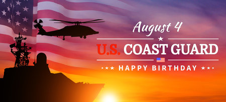 Coast Guard Day in United States. Federal holiday. Celebrated annual in August 4. 3d illustration