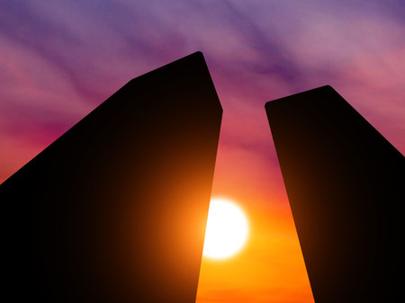 Patriot Day. Background with Twin Towers Silhouette. 3d Illustration.