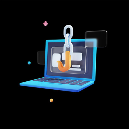 Laptop with lock and key on black background. Vector illustration.の写真素材