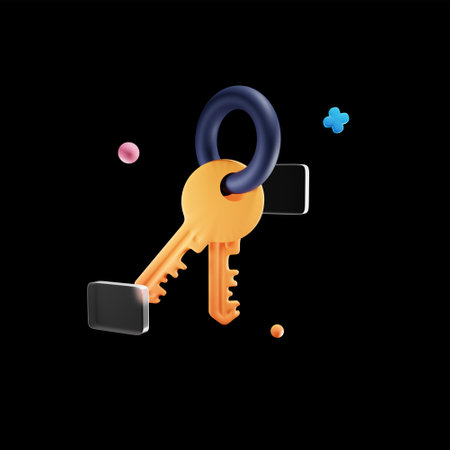 Key icon. 3d vector illustration, isolated on black background.の写真素材