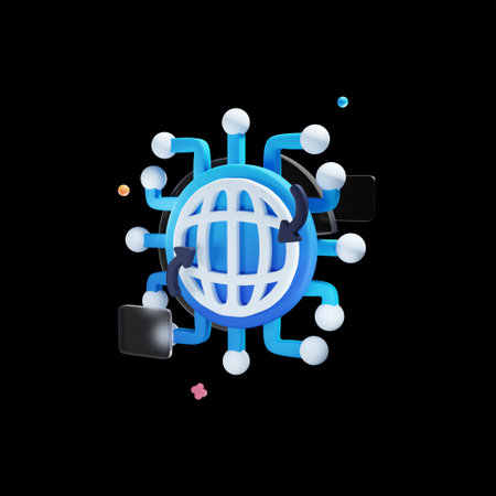 Global Network Communication Icon. Vector Illustration. Isolated On Black Backgroundの写真素材
