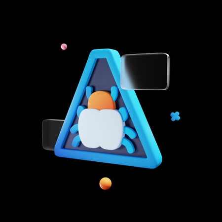 Warning sign with virus icon on black background. Vector illustration. Eps 10.の写真素材