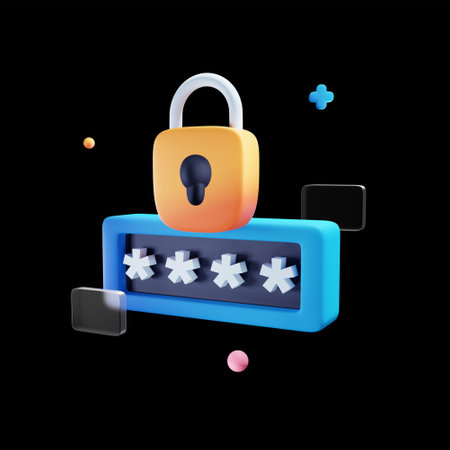 padlock with password and password isolated on black background. 3d illustrationの写真素材