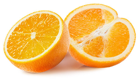 half of oranges isolated on the white background.の写真素材