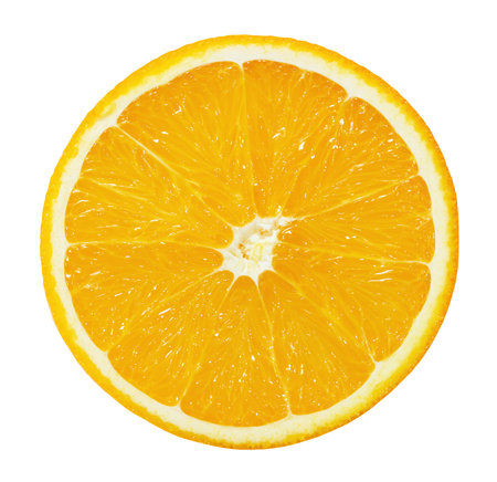 Orange slice isolated on the white background.の写真素材
