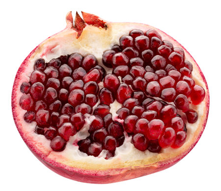 half of pomegranate isolated on a white background.の写真素材