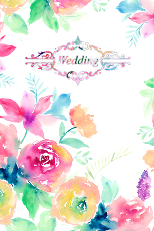 Watercolor rose flowerの写真素材