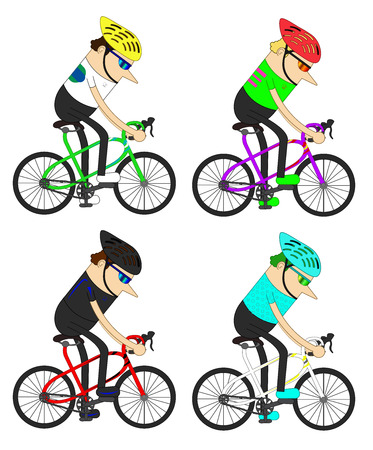 man cyclists group のイラスト素材